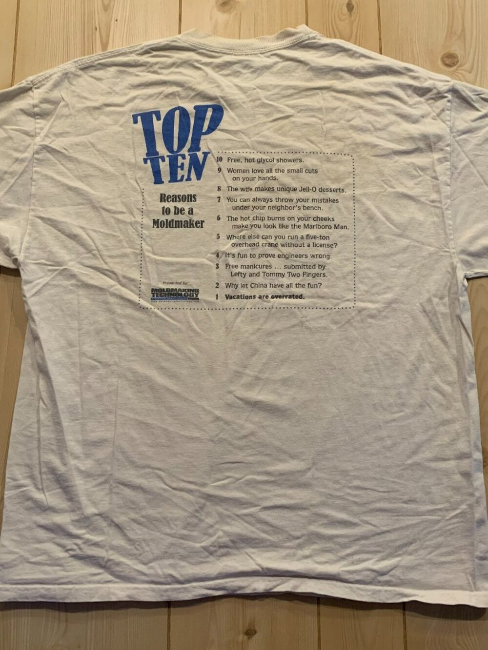 Vintage Y2K MoldMaking Technology Top 10 Reasons List Magazine T-Shirt Size XL